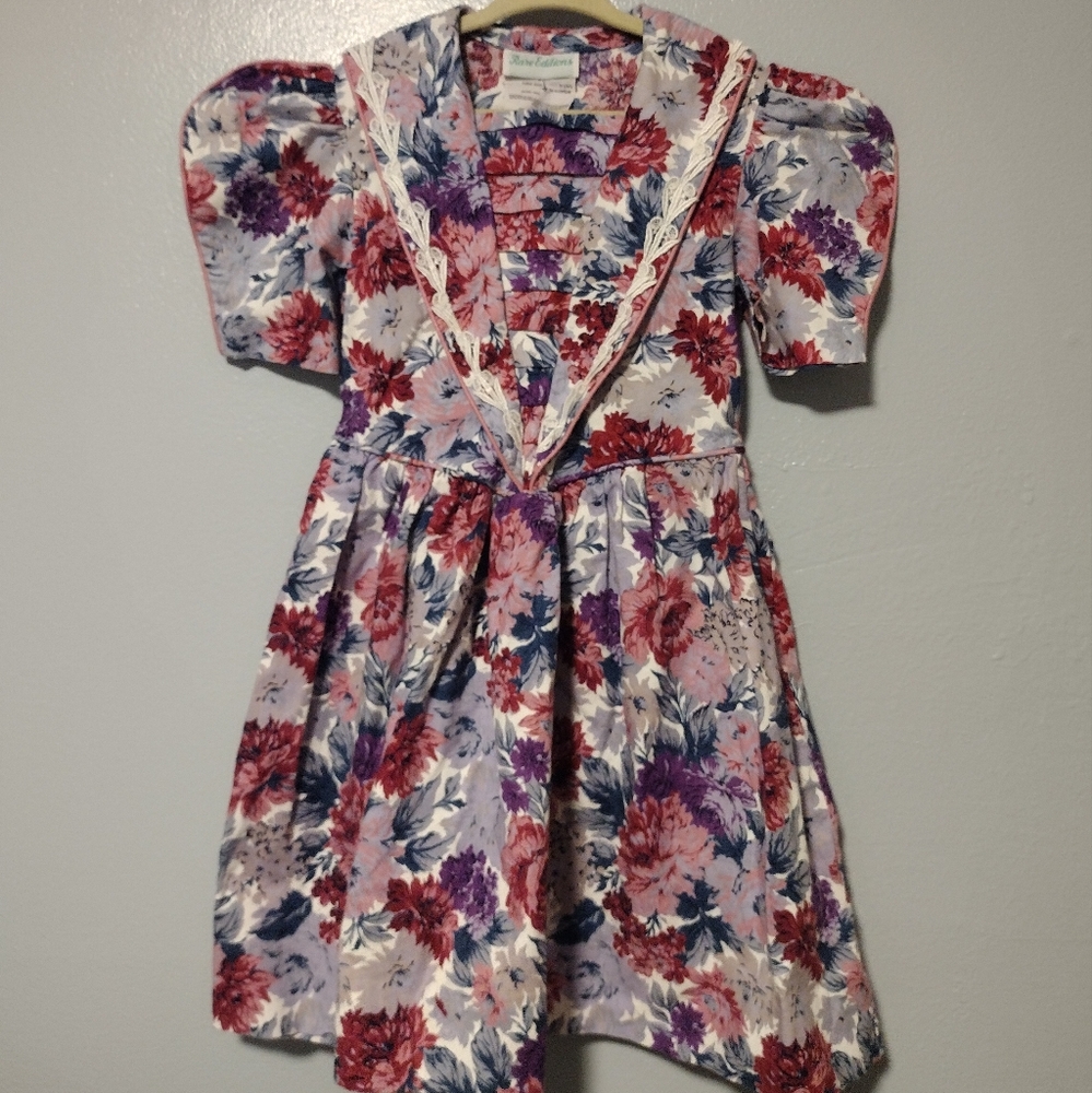Vintage Rare Editions Girls Floral Dress Cottage Core